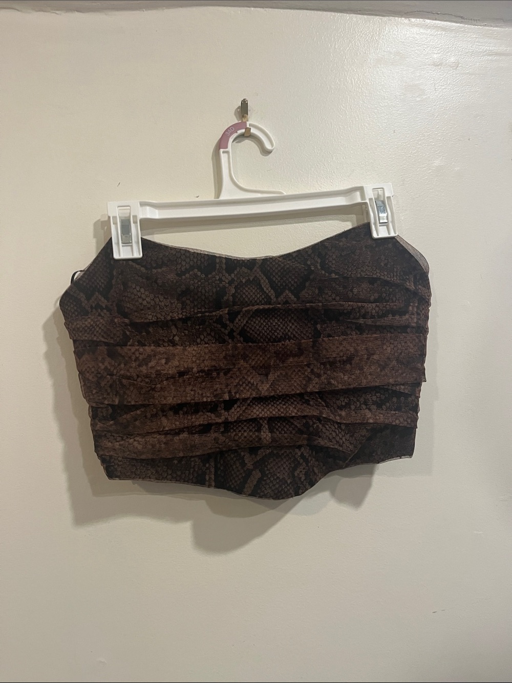 Zara Brown Snake-Print Pleated Mini Skirt